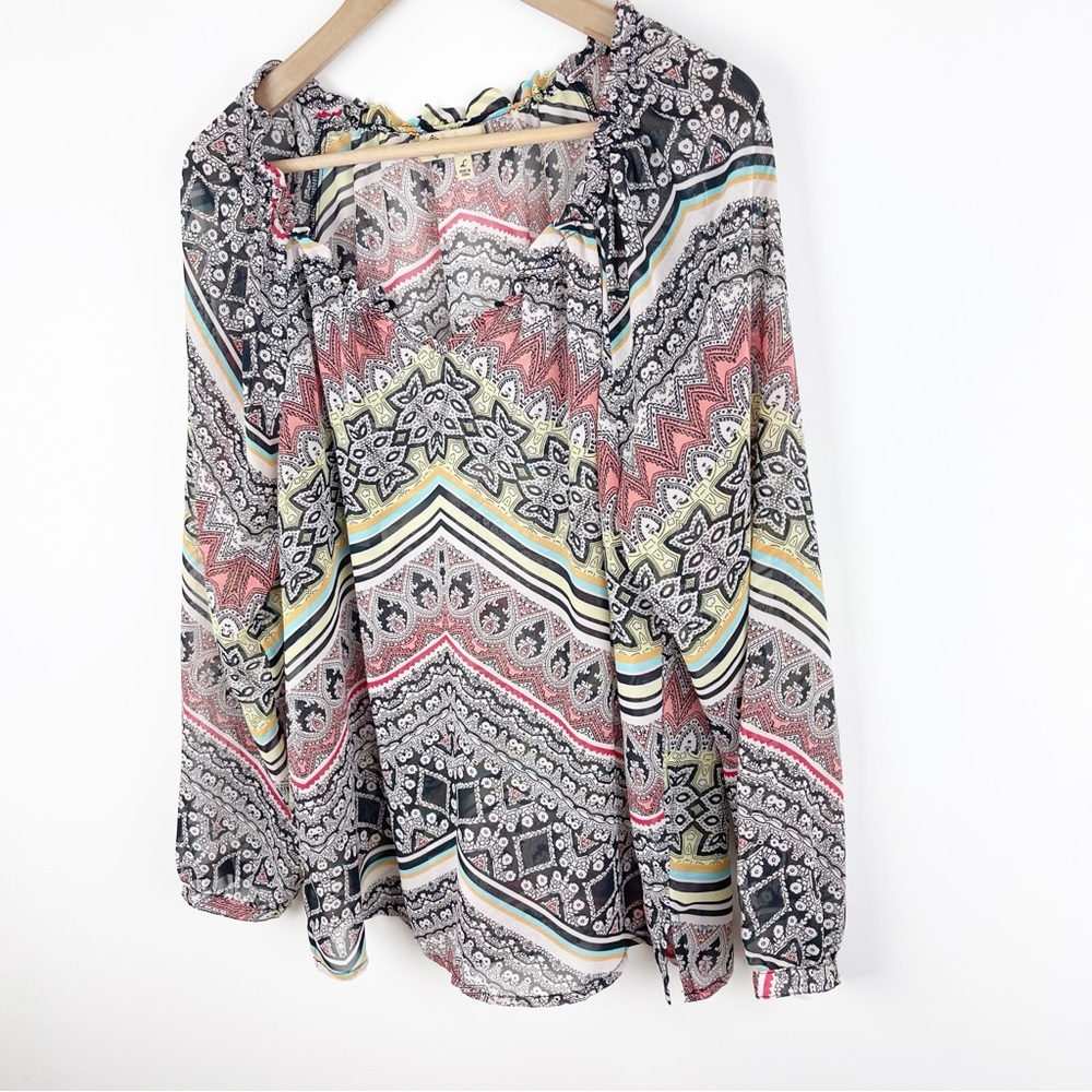 Democracy Moroccan Multicolor Patterned Top Size … - image 3